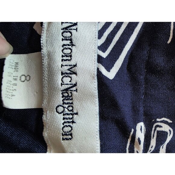 Vintage Norton McNaughton Blue Geometric Print Short Sleeve Blouse Size 8 Womens - Picture 4 of 7